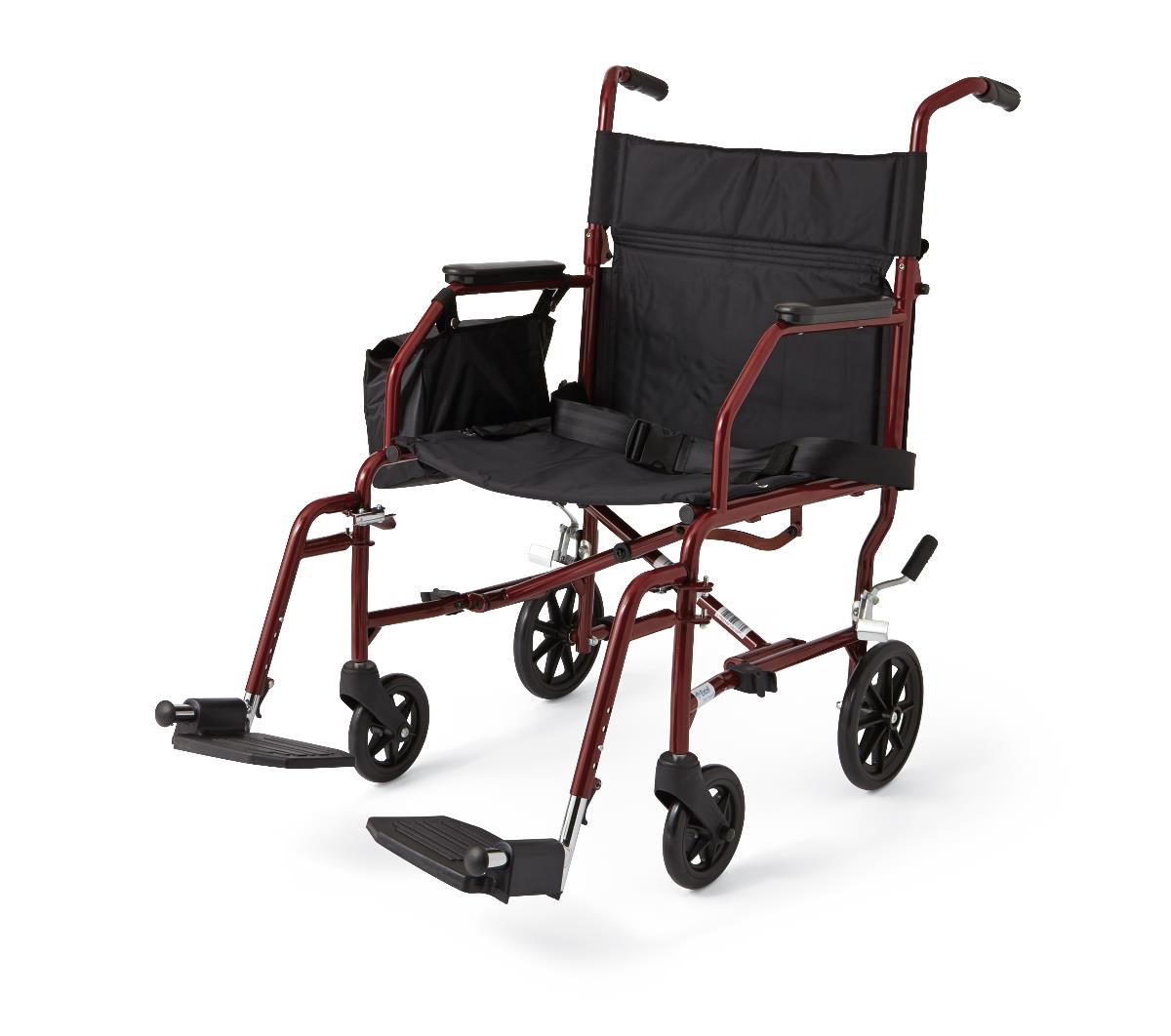 MEDLINE Excel Lightweight Steel Transport Chair- Red