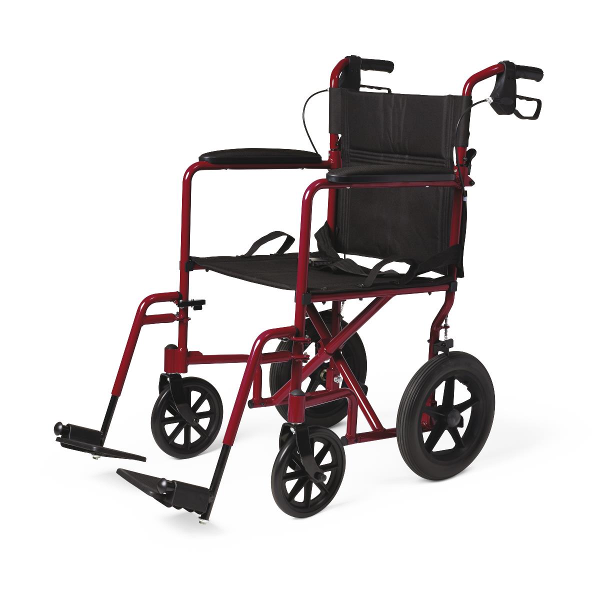 MEDLINE Basic Aluminum Transport Chair w/ 12" Wheels- Red